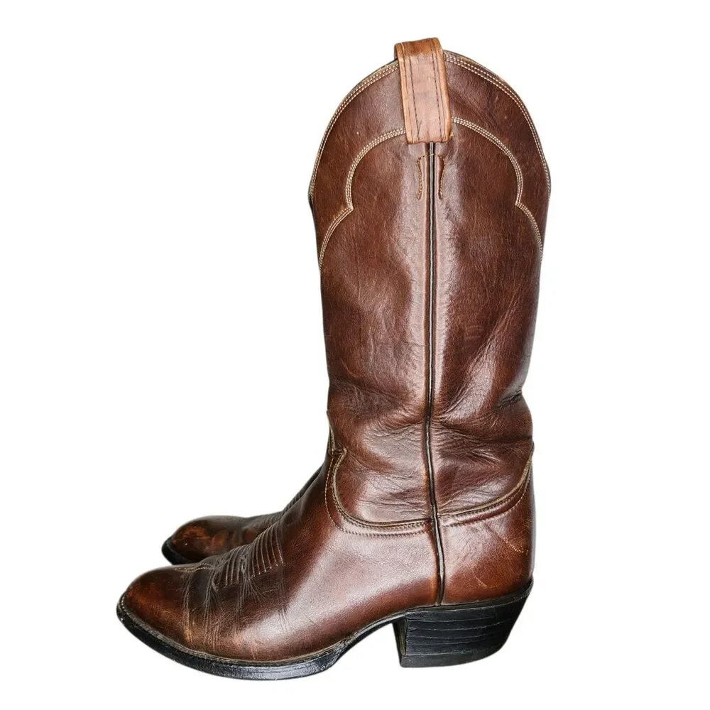 Vintage Tony Lama Mens 5084 Brown Leather Western Cowboy Boots Size 6.5 EE USA